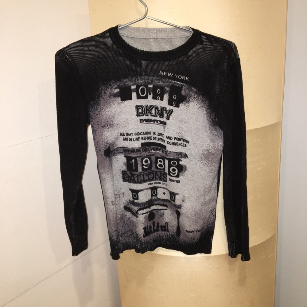 DKNY Sweater with Faded Black and White Designs